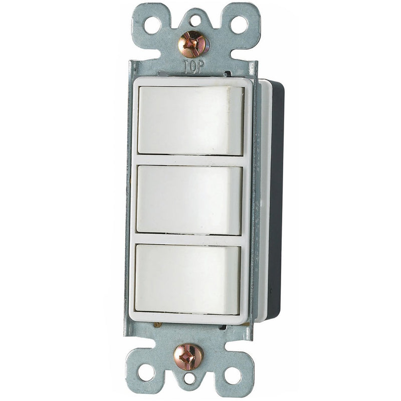 Interruptor Decorativo Triple De 1 Via. 2 Polos/3Wire. 15A-125Volt. 60Hz. Incluye Tornillos.