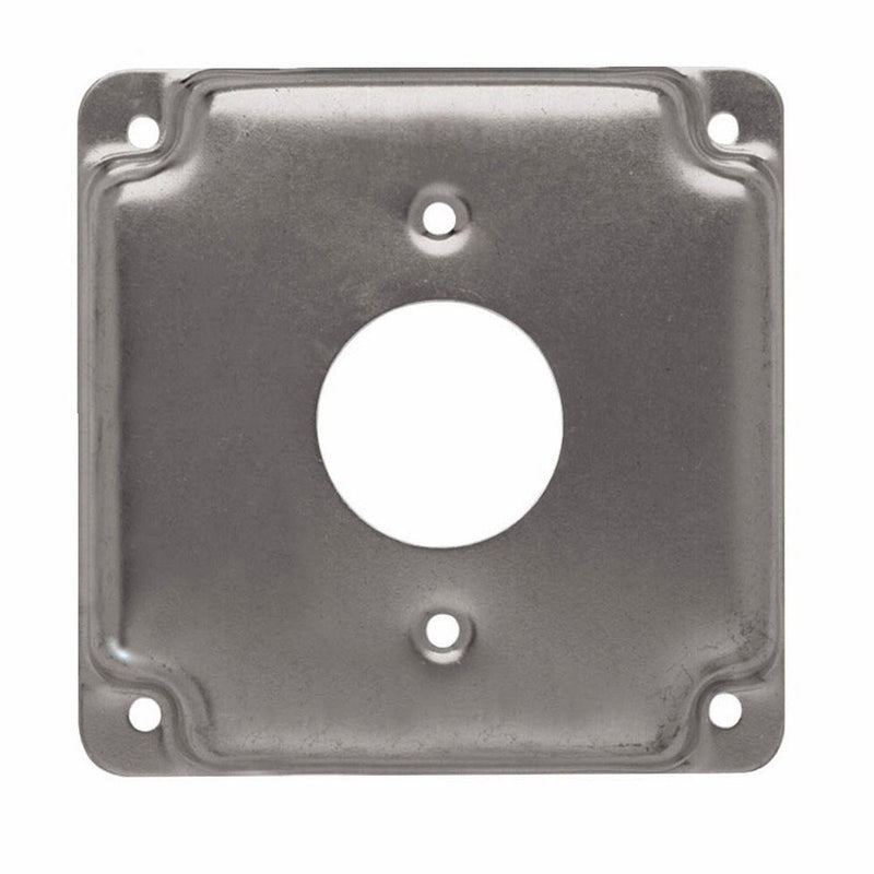 Tapa Metalica Para Cajilla De 4X4 Con Hueco Para Tomacorriente De 220 Volt. No Incluye Tornillos.