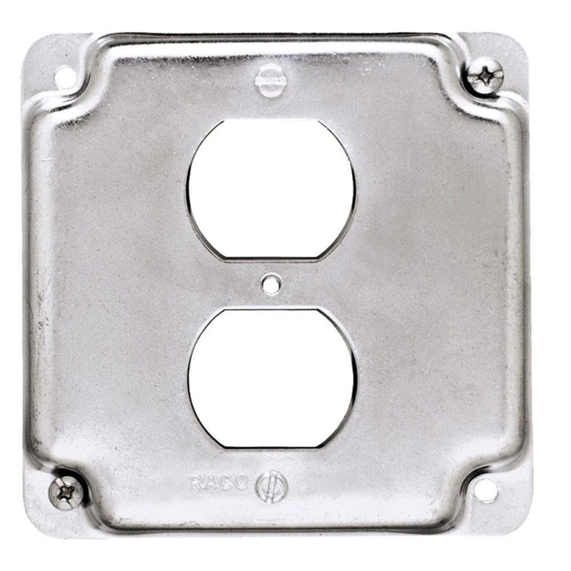 Tapa Metalica Para Cajilla De 4X4 Con Hueco Para  Tomacorriente Doble. No Incluye Tornillos.