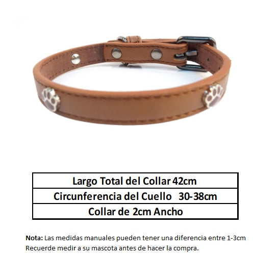 Collar de cuero para mascotas, 2cm Ancho. Color Chocolate