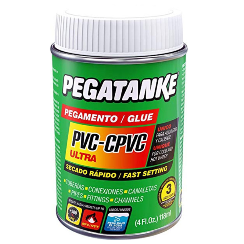 PEGATANKE PVC-CPVC, SECADO RAPIDO. APLICACION EN AGUA, FRIO Y CALIENTE 118ML