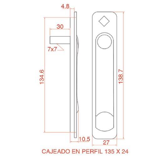 Manilla Embutida Operador Multipunto. Cuadrillo de 8X8. Acabado Pintado Blanco