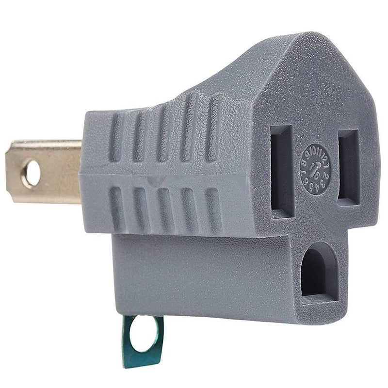 Adaptador Sencillo a Toma Corriente con Tierra. Nema 1-15 P to 5-15R. 15A-125Volt. 60Hz - 2 Polos.