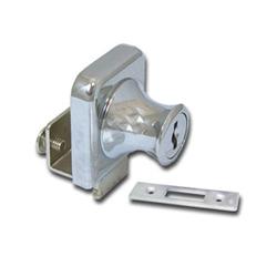 Cerradura sin saques para vidrios de 5mm.Cromada.