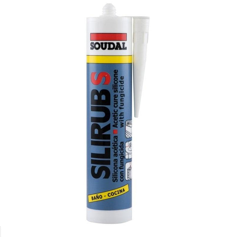 Soudal Silirub S antihongos fungicidaTransparente Silicona sellado general de baños 310ml.