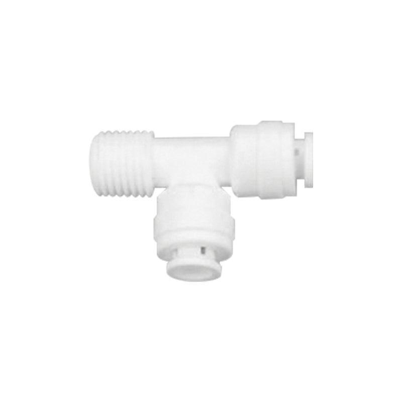 Conector rápido de agua en Tee con rosca en un extremo tubo 3/8"  + tubo 3/8"  + rosca 3/8"