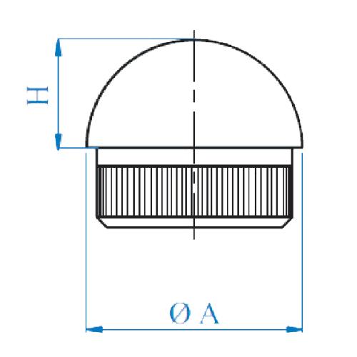 Tapa Semiesferica con diseno circular para Tubo de 42.4mm.