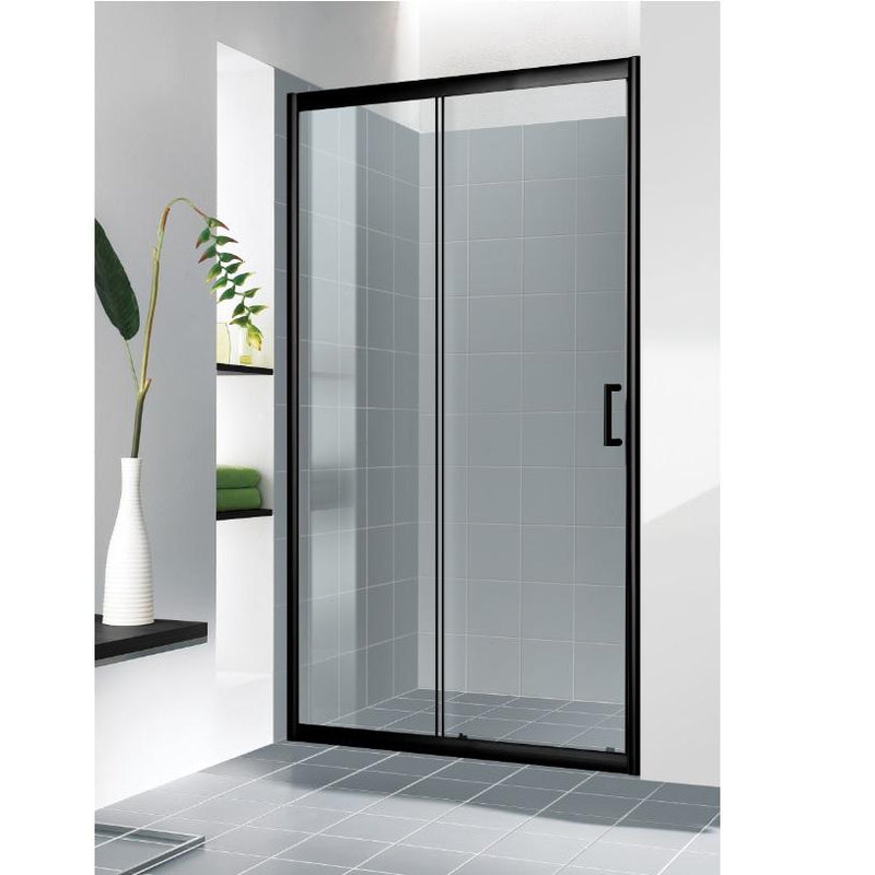 Puerta de baño Aqua negra 1200x1800mm vidrio temperado de 6mm. Tirador C