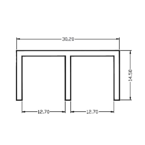 Perfil Guia Superior para puertas corredizas de vitrina. 2mts. Anodizado.