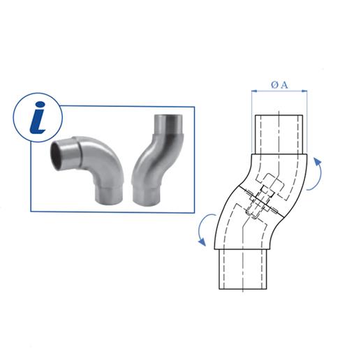 Codo Rotativo para usar en Escaleras en Forma de "L" con tubo de 42.4mm.