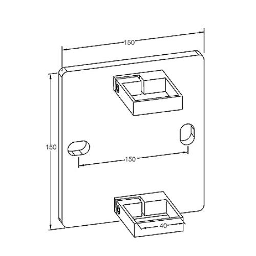 Anclaje lateral de Tuberia Cuadrada 40x40mm.