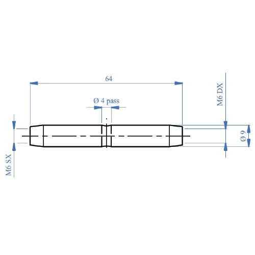 Tensor y union para cable de 5 mm. Rosca en ambos extremos derecha e izquierda.