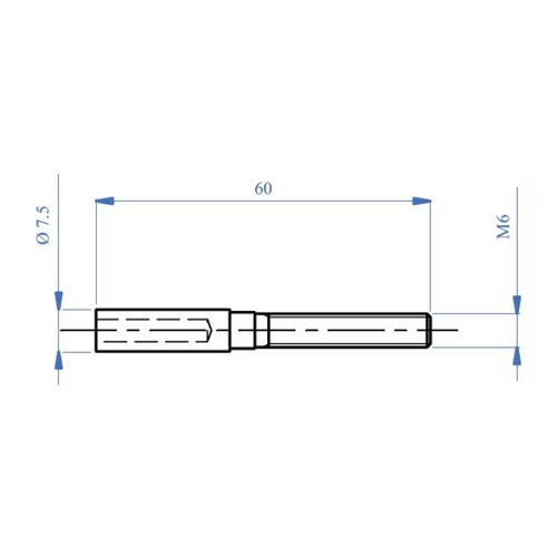 Fiting para cable 5 mm rosca derecha.