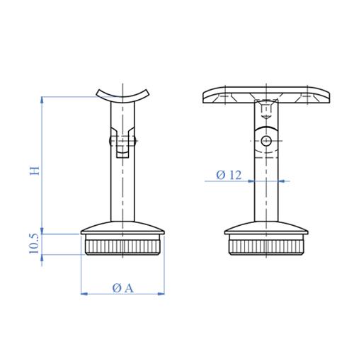 Soporte Movil Para Corremanos. Para Tubos De 42.4 Mm. Acabado Espejo.