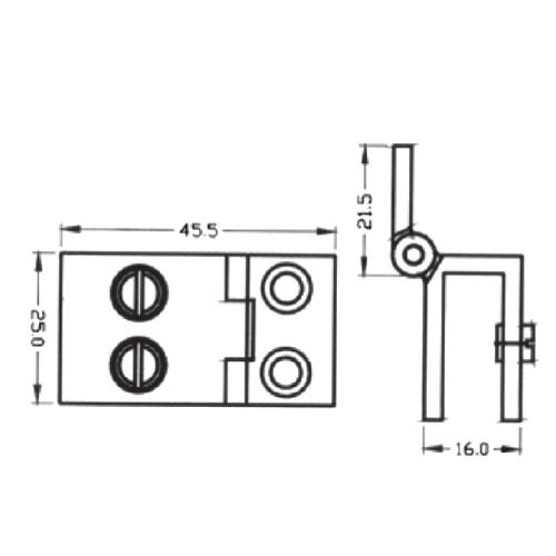 Bisagra Muro-Vidrio Para Vitrinas 6-8Mm (Par) (C-C3010B-06M/GW/90).