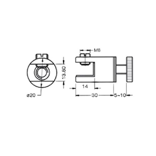 Conector Vidrio-Vidrio Para Repisa 5-10Mm.