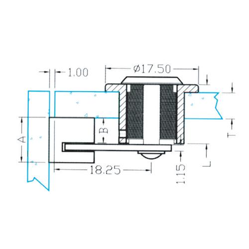 cerradura cilindrica para pegar con UV. (vidrios de 8 mm) Requiere perforar vidrio.