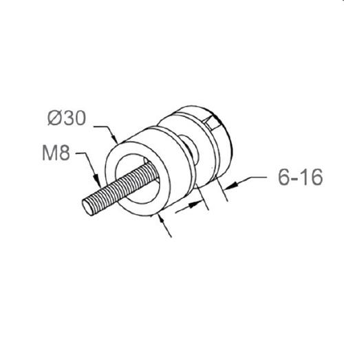 GLASS HOLDER, DIA-030, for Flat, SS-304, SATIN.