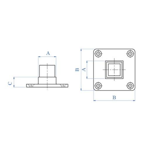 Flange Cuadrada Sin Soldadura 40X40mm.