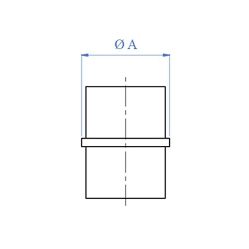 Conector tubo-tubo 42.4 mm. Acabado espejo.