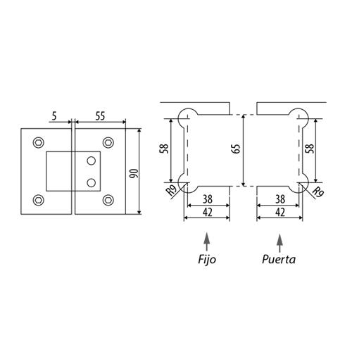 Bisagra De Baño Vidrio-Vidrio 180 Grados Color Negra. Bronce Alta Calidad.