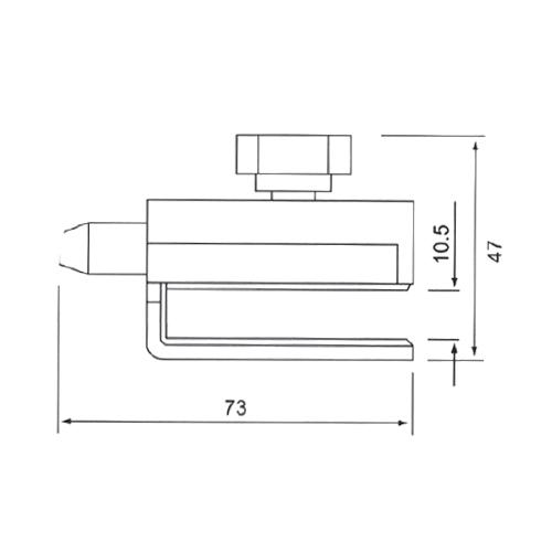 Cerradura sin llaves (pasador) p/puertas sencillas. No req perforacion en vidrio 8 a 12 mm. Satinada