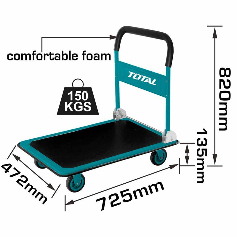 Carretilla De Plataforma Plegable De Carga Para 150 Kg. Mangos De Acero Con Espuma Ergonomica.