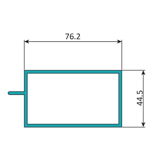 SASA-1 Perfil Hoja Puerta De 3" X 1 3/4"  Aleta Descentrada. E = 2.3 Mm. L= 5.85 M BRONCE
