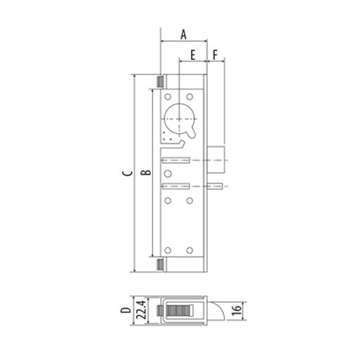 cerradura de pestillo heavy duty de 1 1/8_ para puertas de aluminio. Sin cilindro y placa se vende a