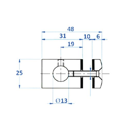 Conector Vidrio - Barra.