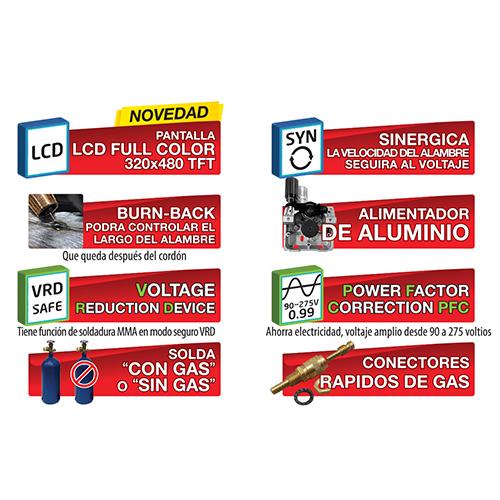 MIG 220 GD LCD Maquina SOLDAR 3 En 1. MIG SINERGICA INTELIGENTE