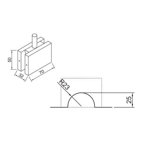 CONECTOR SENCILLO VIDRIO A MURO SATINADO