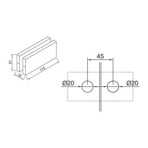 CONECTOR DOBLE DE VIDRIO - VIDRIO.