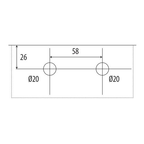 Conector de aleta con soporte para cielo razo y piso. Brillante