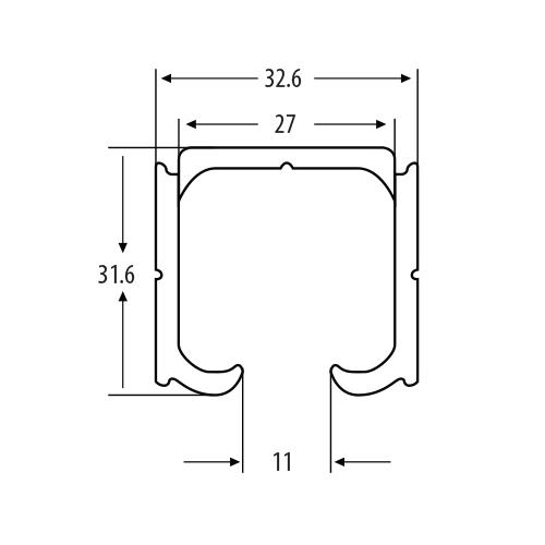 Riel De Aluminio Para Ruedas Chicas TD-G55 Y G66 De 23 Mm. 3 Metros Largo