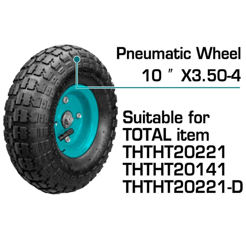 Rueda Neumatica Para Carretillas De 100 Kg. De 10" X 3.50 -4 + 2PR. Con Rodamiento.