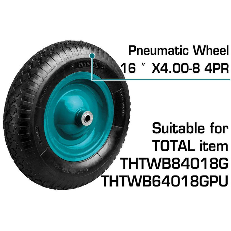 Rueda Neumatica Para Carretillas De 150 Kg. De 16" X 4.00-8. - 4 + PR, Con Líneas De Diamante.