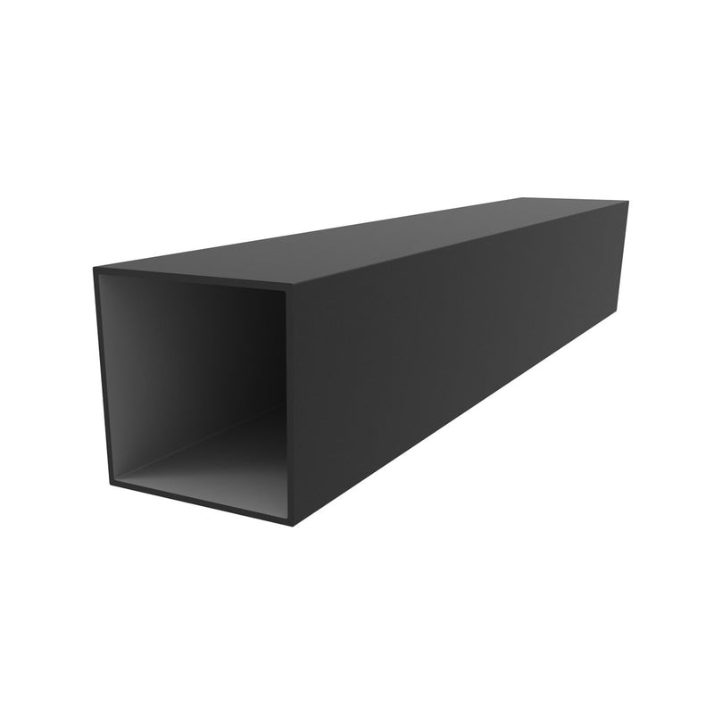 Tubo Cuadrado 4" X 4"  Espesor 1.8 Mm.  Largo 5.85 Mts. Acabado Anodizado Negro 15 Micron