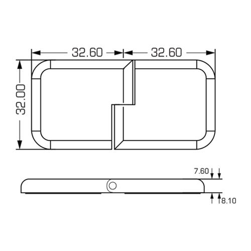 Bisagras para pegar con fotocurado UV rectangular (par) (C-UV-BC3010-33).