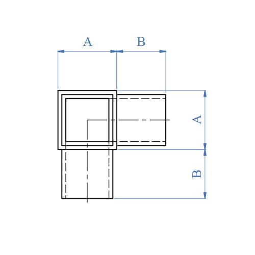 Conector esquinero Cuadrado a 90 grados.