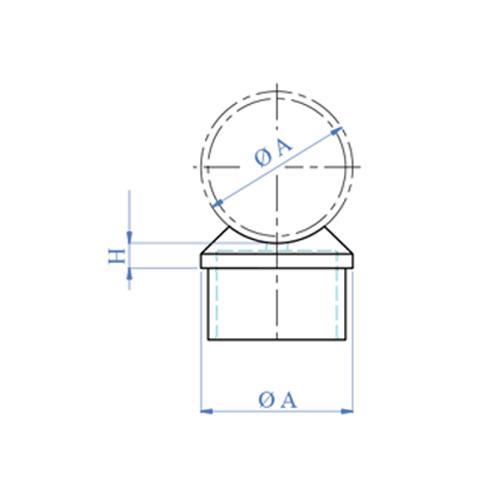 Union corremanos-poste para tubo de 42.4mm Brillante. 316.