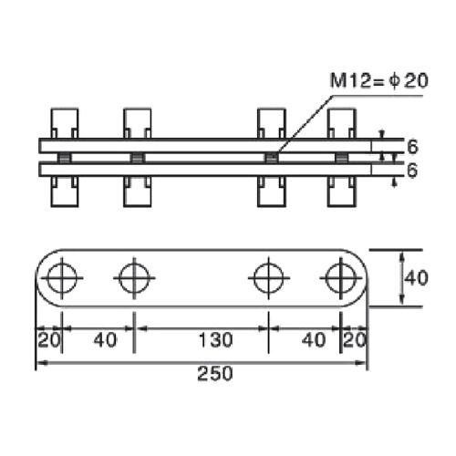 Grapa para contrafuerte de vidrio de 250 mm. satinada.