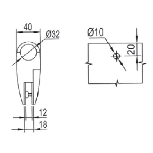 Conector Tubo- Panel 12-19Mm SS304  Satinado. Para 1 1/4".