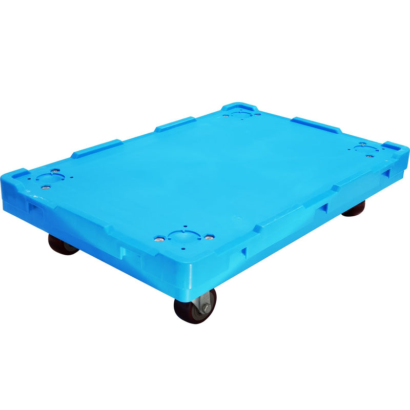 Trolley carrito para Caja logistica azul PK01 con tapa de bisagra. Medidas 620x415x160 mm. Capacidad