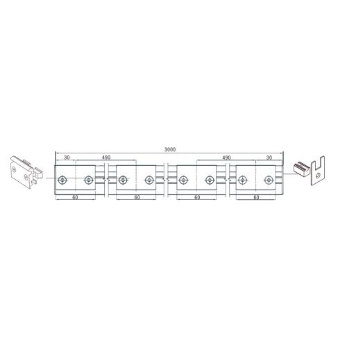 Zocalo 46mmx3mt acero inox Cover Acero inox.sist bloque No req. saque Incl. 2 tapas P/8-10-12mm Sati