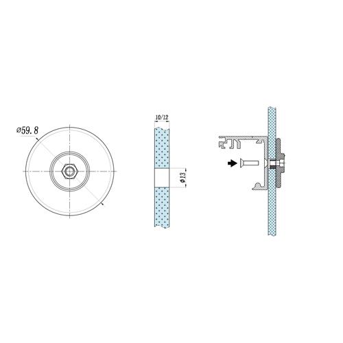 Pieza de plastico para instalar sistemas Techslide a vidrio ( se vende por unidad) NO PARES