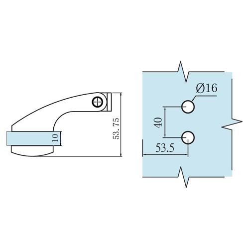 Bisagra Satinada para sistema puerta novus (SSS)