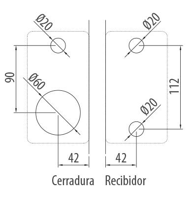 Cerradura lujo p/lado izq. con llaves,manigueta y pasador interno. Vid 8-12 mm. Brill