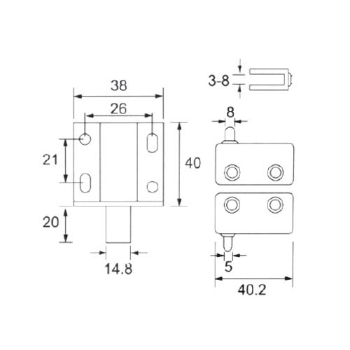 Kit De Herrajes Para Hacer Puertas De Vitrinas Incluye 2 Pivotes De Puerta, 1 Tranca Con Iman.