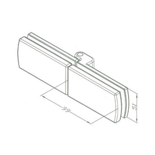 Bisagra vidrio-vidrio sencilla Sistema Plegable. Satinada para vidrios 10-12 mm